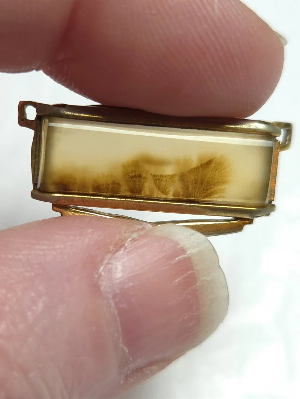 Vintage Gold Filled Natural Dendritic Agate Tie Keeper for a Tie Clip